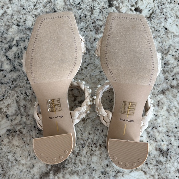 NEW DOLCE VITA womens paily pearl heeled sandals in vanilla pearl 8.5 block heel - Picture 4 of 7